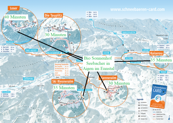 Skigebiete der Schneebeeren Card sind in zirka 30 Minuten erreichbar